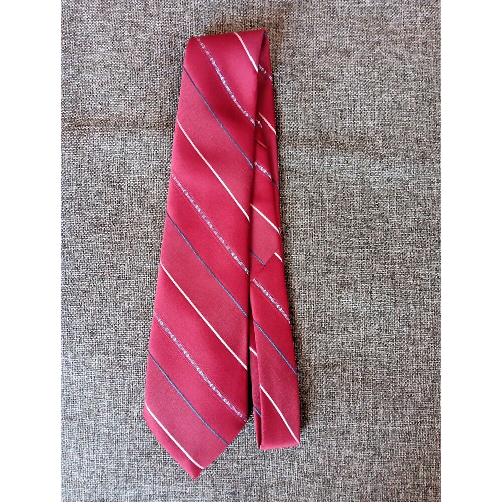Tie 70s 80s 90s Y2K Mens Westchester Classics Red Blue Ivory 3.75 Wide 57 Long